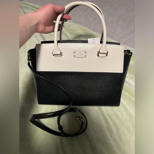 NWT Kate Spade Lana black and white leather large handbag/satchel/tote bag